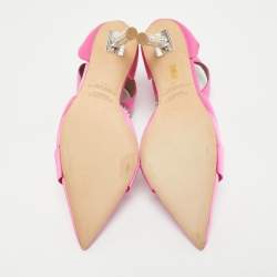 Malone Souliers x Emily In Paris Pink Satin Camille Ankle Strap Pumps Size 39