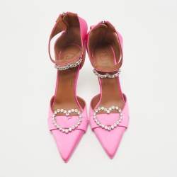 Malone Souliers x Emily In Paris Pink Satin Camille Ankle Strap Pumps Size 39