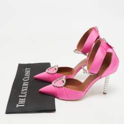 Malone Souliers x Emily In Paris Pink Satin Camille Ankle Strap Pumps Size 39