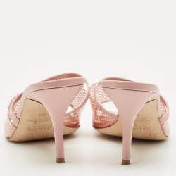 Malone Souliers Light Pink Leather and PVC Laney Slide Sandals Size 40