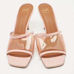 Malone Souliers Light Pink Leather and PVC Laney Slide Sandals Size 40