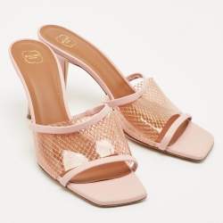 Malone Souliers Light Pink Leather and PVC Laney Slide Sandals Size 40