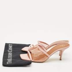 Malone Souliers Light Pink Leather and PVC Laney Slide Sandals Size 40