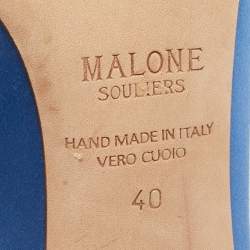 Malone Souliers Blue/Gold Satin and Leather Zada Mules Size 40