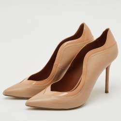 Pre Owned Malone Souliers Beige Leather Penelope Pointed Toe Pumps Size 37.5