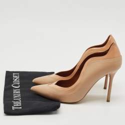 Pre Owned Malone Souliers Beige Leather Penelope Pointed Toe Pumps Size 37.5