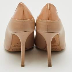 Pre Owned Malone Souliers Beige Leather Penelope Pointed Toe Pumps Size 37.5