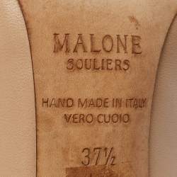 Pre Owned Malone Souliers Beige Leather Penelope Pointed Toe Pumps Size 37.5