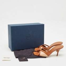 Pre Owned Malone Souliers Brown Leather Penn Slide Sandals Size 38