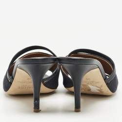 Malone Souliers Navy Blue Canvas and Leather Laney Slide Sandals Size 39