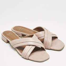 Malone Souliers Dusty Pink Leather Gavi Flat Slides Size 41