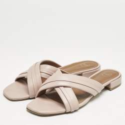 Malone Souliers Dusty Pink Leather Gavi Flat Slides Size 41