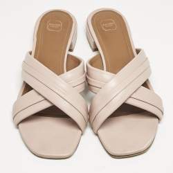 Malone Souliers Dusty Pink Leather Gavi Flat Slides Size 41