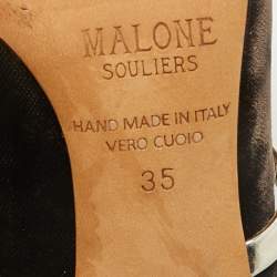 Malone Souliers Brown/Gold Velvet and Leather Maureen Mules Size 35