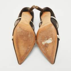 Malone Souliers Brown/Gold Velvet and Leather Maureen Mules Size 35
