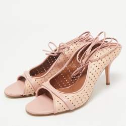 Malone Souliers Pink Leather Alba Ankle Tie Sandals Size 40