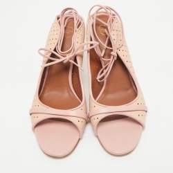 Malone Souliers Pink Leather Alba Ankle Tie Sandals Size 40