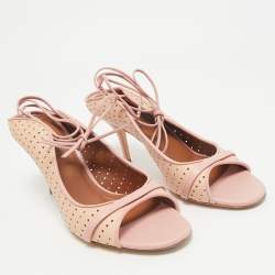 Malone Souliers Pink Leather Alba Ankle Tie Sandals Size 40