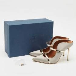 Pre Owned حذاء سلايد مالون سولييه ماورين ساتان رمادي كعب مقاس 39