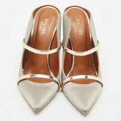 Pre Owned حذاء سلايد مالون سولييه ماورين ساتان رمادي كعب مقاس 39