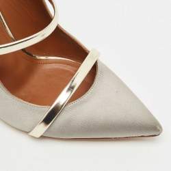 Pre Owned حذاء سلايد مالون سولييه ماورين ساتان رمادي كعب مقاس 39