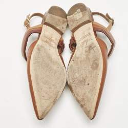 Malone Souliers Brown Leather Maisie Slingback Flats Size 40