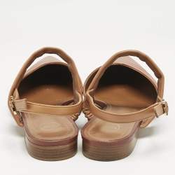 Malone Souliers Brown Leather Maisie Slingback Flats Size 40