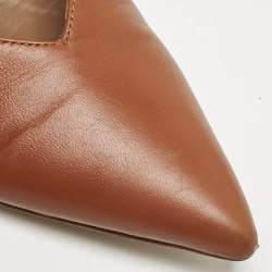 Malone Souliers Brown Leather Maisie Slingback Flats Size 40
