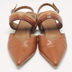 Malone Souliers Brown Leather Maisie Slingback Flats Size 40