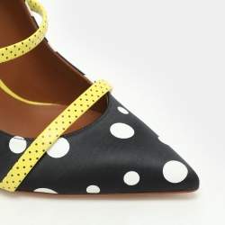 Malone Souliers x Emanuel Ungaro Black Polka Dots Nylon Maureen Pointed Toe Mules Size 38