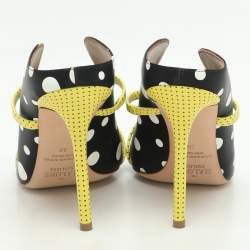 Malone Souliers x Emanuel Ungaro Black Polka Dots Nylon Maureen Pointed Toe Mules Size 38
