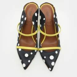 Malone Souliers x Emanuel Ungaro Black Polka Dots Nylon Maureen Pointed Toe Mules Size 38