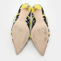 Malone Souliers x Emanuel Ungaro Black Polka Dots Nylon Maureen Pointed Toe Mules Size 38