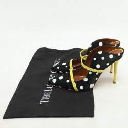 Malone Souliers x Emanuel Ungaro Black Polka Dots Nylon Maureen Pointed Toe Mules Size 38