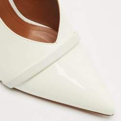 Malone Souliers White Patent Leather Constance Pointed Toe Mules Size 41