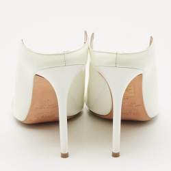 Malone Souliers White Patent Leather Constance Pointed Toe Mules Size 41