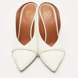 Malone Souliers White Patent Leather Constance Pointed Toe Mules Size 41