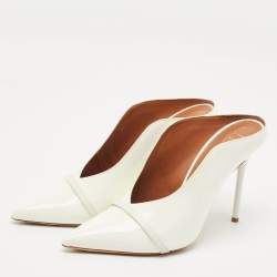 Malone Souliers White Patent Leather Constance Pointed Toe Mules Size 41