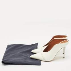 Malone Souliers White Patent Leather Constance Pointed Toe Mules Size 41