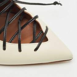 Malone Souliers Off White/Purple Leather Montana Lace Up Pumps Size 38.5