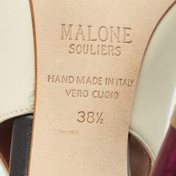 Malone Souliers Off White/Purple Leather Montana Lace Up Pumps Size 38.5