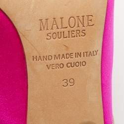 Pre Owned Malone Souliers Pink/Gold Leather and Satin Mule Sandals Size 39