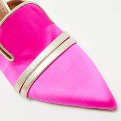 Pre Owned Malone Souliers Pink/Gold Leather and Satin Mule Sandals Size 39