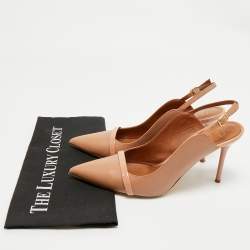 Pre Owned Malone Souliers Beige Leather Marion Pointed Toe Slingback Pumps Size 41