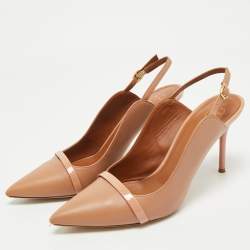 Pre Owned Malone Souliers Beige Leather Marion Pointed Toe Slingback Pumps Size 41