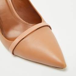 Pre Owned Malone Souliers Beige Leather Marion Pointed Toe Slingback Pumps Size 41