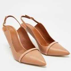 Pre Owned Malone Souliers Beige Leather Marion Pointed Toe Slingback Pumps Size 41