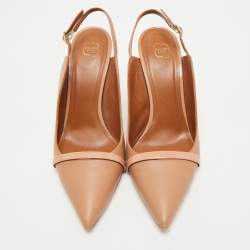 Pre Owned Malone Souliers Beige Leather Marion Pointed Toe Slingback Pumps Size 41