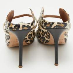 Pre Owned Malone Souliers Multicolor Snakeskin and Leather Maureen Mules Size 38.5