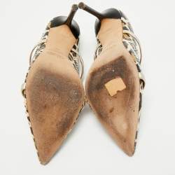 Pre Owned Malone Souliers Multicolor Snakeskin and Leather Maureen Mules Size 38.5